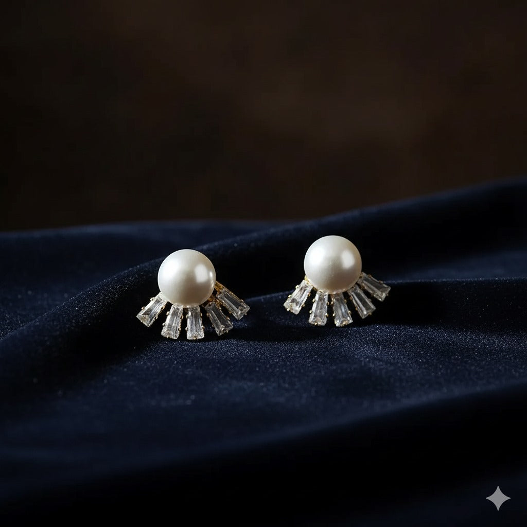 Elegant Pearl and Crystal Fringe Earrings