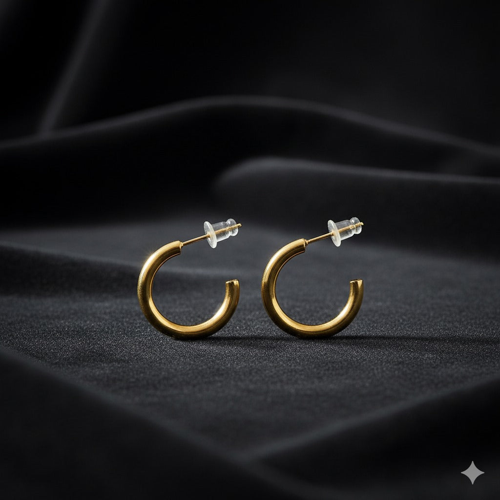 Gold-tone Hoops with Clear Backing