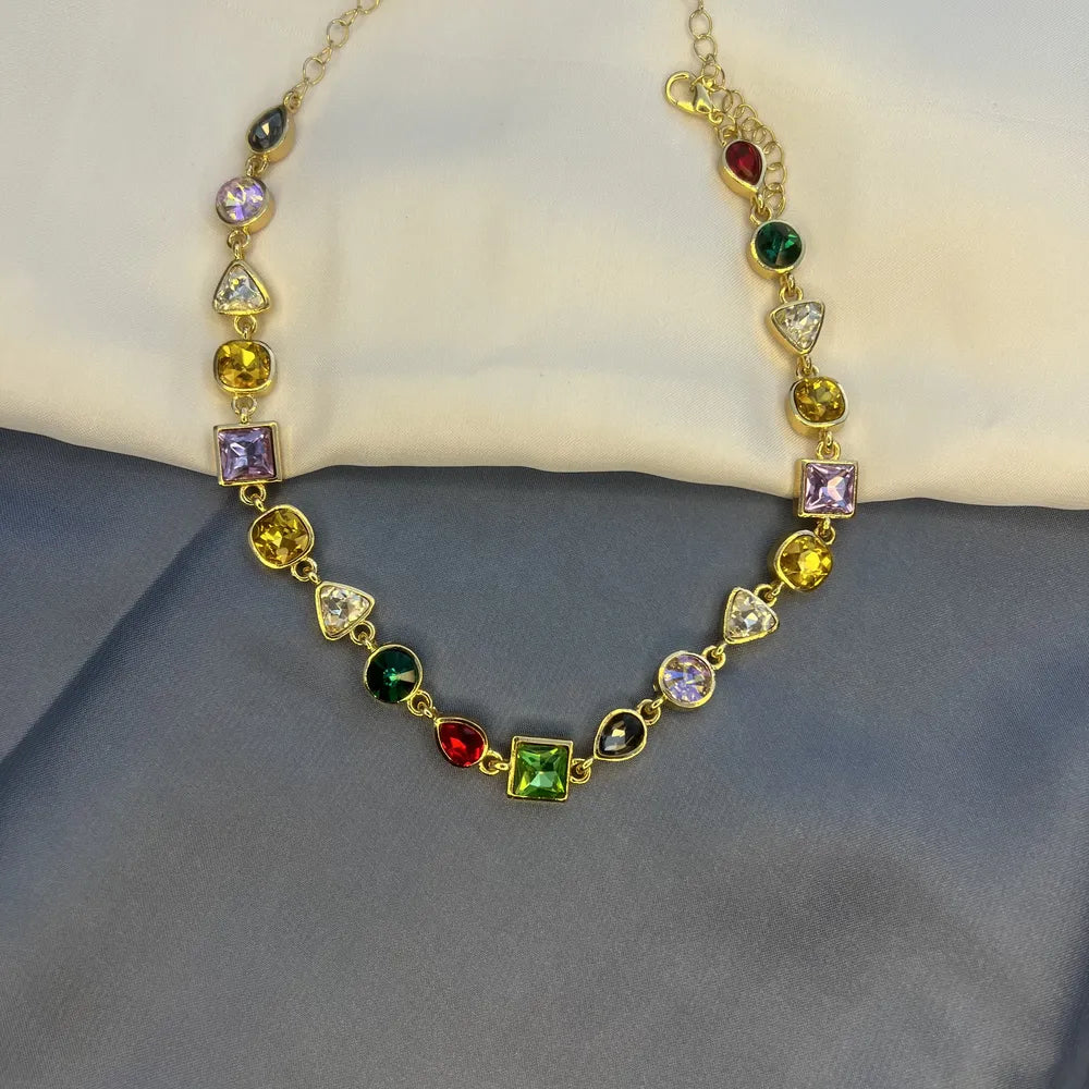 Colorful Gemstone Link Necklace