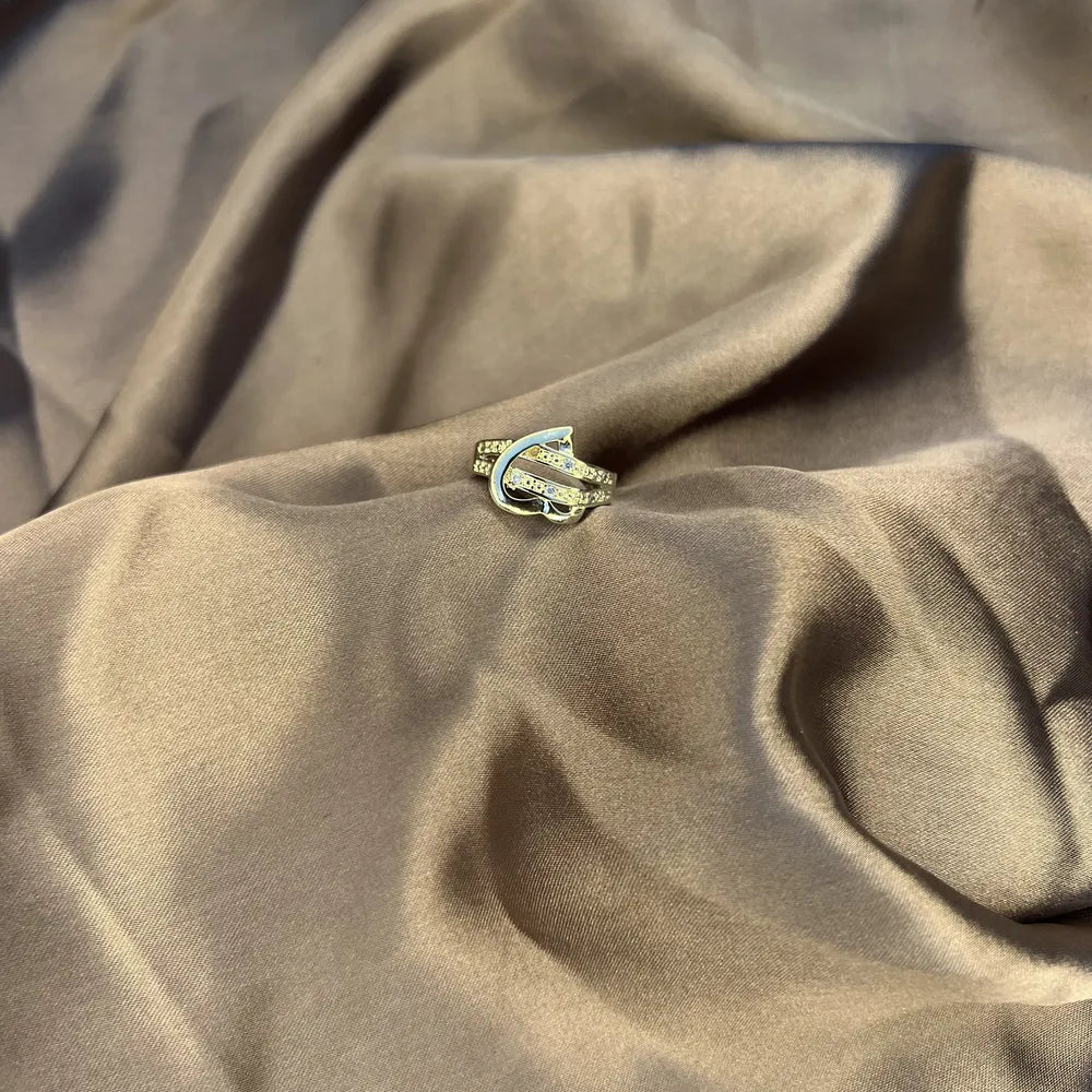 Chic Silver-tone Triple Band Ring with Crystals