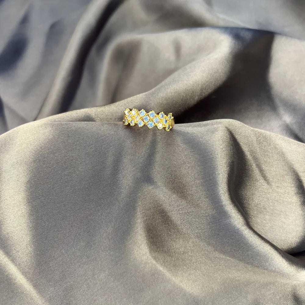 Gold-tone Crystal Chevron Stackable Ring