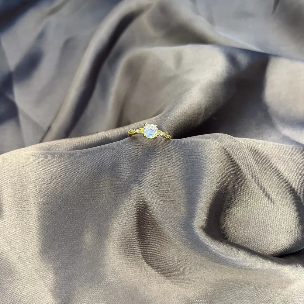 Gold-tone Round Crystal Ring