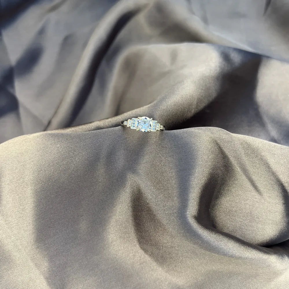 Silver-tone Trilogy Crystal Ring