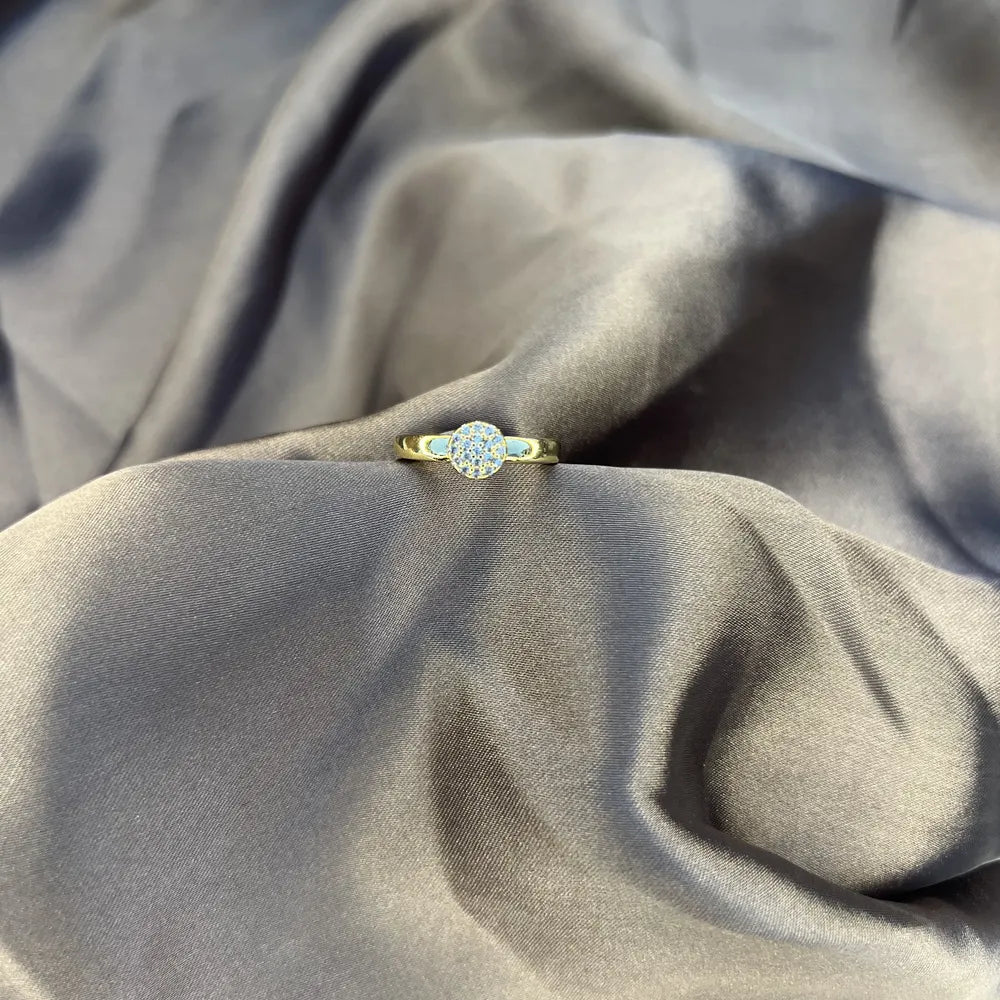 Gold-tone Pave Crystal Round Ring