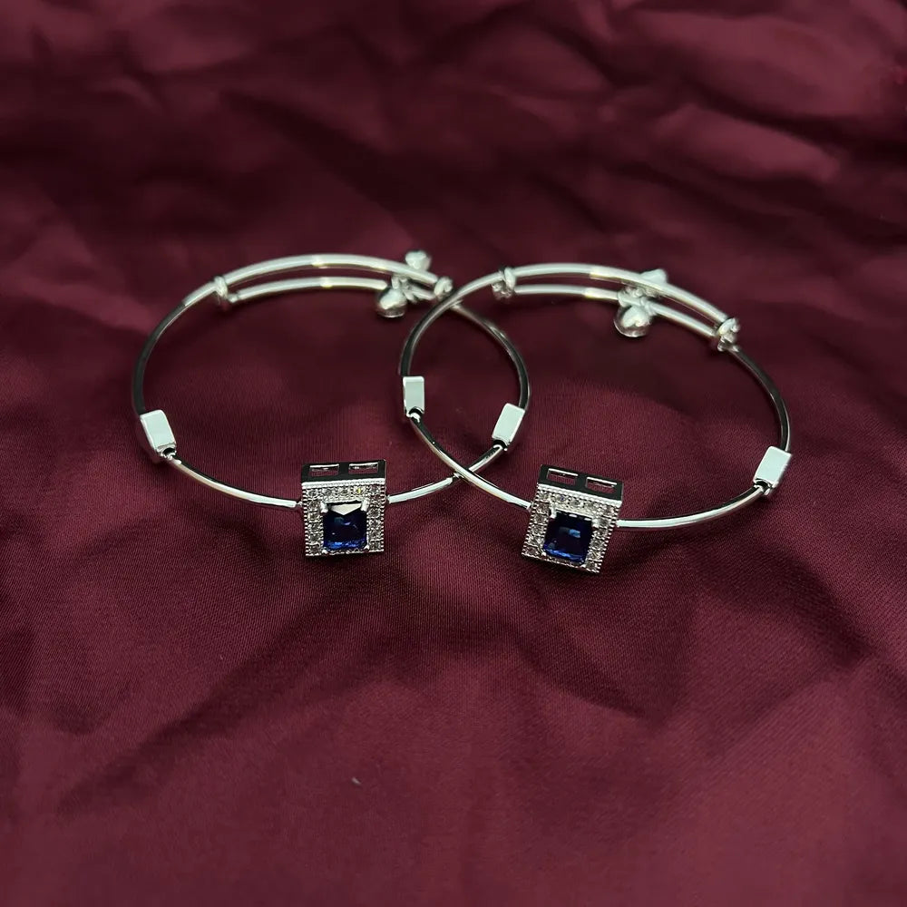 Sapphire & Crystal Square-Set Blue Adjustable Bracelets