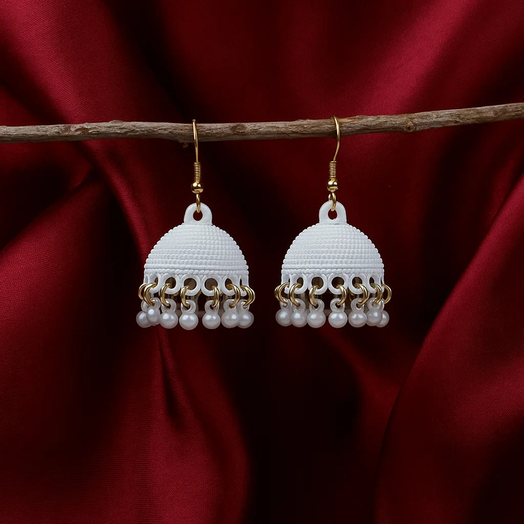 Elegant White & Pearl Hanging Earrings